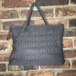 Brown Crochet Woven Braided Knit Hand Bag Women's Tote Purse Handbag 60s 1960s Photo 0