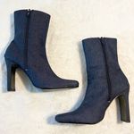 Vintage Blue Denim High Heel Ankle Boots Size 5.5 Photo 0