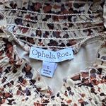 Ophelia Roe Cheetah Boho Funnel Neck Animal Print Bohemian Blouse Top ~ SMALL Photo 6