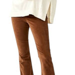Free People New In My Feelings Brown Velvet Crop Flare High Rise Pants Small Photo 0
