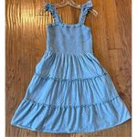 J.Crew cotton denim smocked ruffle sleeve dress size xs Blue Photo 10