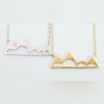 Boutique White Gold Plated Mountain Bar Pendant Necklace, 16-18”‎ Photo 5