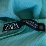 ZARA  Green Ruffle Tiered Off The Shoulder 3/4 Sleeve Crop Blouse Top Size S Photo 3