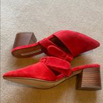 Chelsea and Violet  Molly Leather Suede Bow Knotted Mules Holiday 6.5 Postbox Red Photo 2
