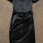 SheIn XS / Small Black Satin Corset Ruched Cap Sleeve Tulip Hem Mini Dress Photo 0