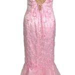 Jovani Beyond  Pink Embroidered Evening Gown 4 Lace-Up Corset Back Mermaid Prom Photo 5