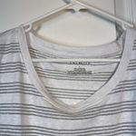 Talbots  Linen Blend White Silver Cuff Sleeve Round Neck Shirt Large EUC #0928-AZ Photo 3