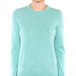 JENNIE LIU Pure Cashmere Long Sleeve Crew Neck Pullover Sweater Aqua Teal Green Size M Photo 0