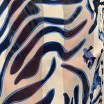 Naomi Womens Sheer Button Down Blouse XL 42” Blue White Print Ruffles Beach Photo 8