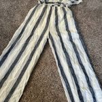 Mystree  Women’s Blue Striped Wide Leg Off-Shoulder Jumpsuit Sz Medium Photo 10