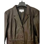 Hannah Womens Leather Jacket Size XL Brown Button Up Collar Lined Vented NWT Photo 2