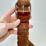 Aeropostale  Scalloped Laser Cut Leather‎ Belt Brown 1.5" Size L Photo 3