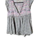 Lucky Brand  Blouse Womens Size S Multicolor Floral‎ Paisley V Neck Boho Chic Photo 2
