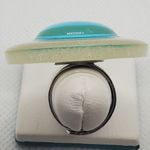 Adjustable White & Blue Sparkly Large Ring Blue Photo 4