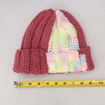 Pink Multi Color Chunky Y2K Vintage Crochet Beanie Cap Hat OS Photo 4