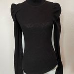 Free People Puff Shoulder Mock Turtleneck Top XS Black Photo 0