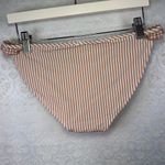 Aerie  Bikini Two Piece Scoop Ruffle Seersucker Gingham Top M Bottom S White Tan Photo 6