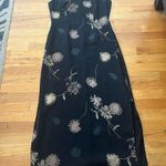 Vintage Harold's Black Floral Silk Maxi Dress Soze 6 Photo 0