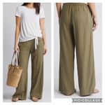 Caslon Linen Blend Olive Green Wide-Leg Pants Photo 1