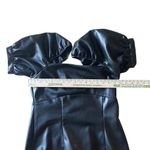 Divided H&M Faux Leather Black Puff Sleeve Dress Medium Open Back Ladder Tie Gothic Moto Photo 5