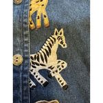 Keren Hart Denim Shirt Women Size Small Embroidered‎ Long Sleeve Safari Read Blue Photo 4