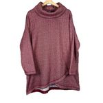 Lands' End Cowlneck Fleece Tunic Sweater Women's 1X Herringbone Cozy Sweatshirt Photo 2