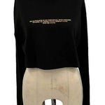 Alphalete Crop Top Tee Long Sleeve Logo Writing Crewneck Black Yellow Size Small Photo 0