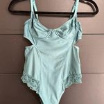 Urban Outfitters OUT FROM UNDER Teal Burlesque One Piece Tank Top Bodysuit Silky Lace Sz S EUC Photo 1