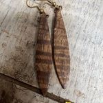 Boho Wooden Dangle Earrings Natural Carved Tribal Festival Hippie Western 70s Brown Photo 1