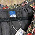 Old Navy  Black Floral Gold Stripe Waist-Defined Shine Mini Dress Small Tall NWT Photo 2