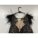 Mac Duggal  79230 Trumpet Gown Embellished Feather Sleeve Illusion Neck Sz 12 Photo 3