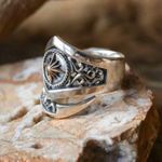 925 Silver Plated Sun Ring for Men Women,Punk Hip Hop Ring Photo 1