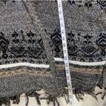 Stem & Vine Gray Striped Fringed Hoodie Knit Poncho Size Small Photo 7