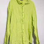 Womens 3XL Lime Green 100% Linen Beachy Lagenlook Long Sleeve‎ Button Down Shirt Size undefined Photo 0