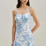 RIHOAS The Blue Sweetheart Neck Shirred Midi Dress M Size M Photo 2