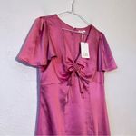 Gianni Bini  GB Short Sleeve Sateen Ruched Front  Dress Size Large Pink  NWT Photo 5