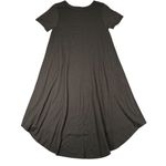 LuLaRoe Womens Small Solid Black Carly Short Sleeve High Low T-shirt Dress Photo 10