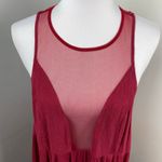 Free People Intimately Marble Illusion Mesh Peplum Tank Top Raspberry Red Medium Photo 3