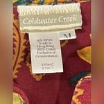 Coldwater Creek Women’s Red Floral Bead Jean Jacket Floral Collar Button Med Photo 9