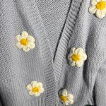 Altar'd State  size M light blue daisy flower knit cardigan Photo 2