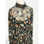 Mikael Aghal Floral Mock Neck‎ Dress Long Sleeve Knee Length Black Multi Size 12 Photo 13