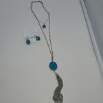 Charming Charlie Genuine Stone Layered Tassel Necklace and earring set Photo 1