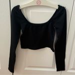 Anthropologie The Reegan Seamless Ribbed Cropped Long-Sleeve Top in Black Photo 3