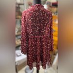 ZARA Red Floral Print Blouse Dress with Gem buttons Women's Size Large Photo 2