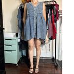 POL  100% Cotton Denim Button Up Sleeveless Mini Dress Size Large Photo 2