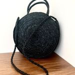 Black Round Straw Bag Photo 0