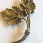 Vintage Brass Layered Leaf Brooch Shoulder Pin Photo 4