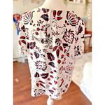 Talbots  XL Petite Blouse Berry Floral Print White Puff Sleeve‎ Short Sleeve Photo 5