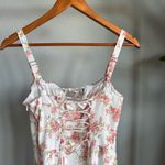 Amazon  Floral Midi Corset Dress Boho Flowy Slit Lace Up Dress Size S Rose Photo 9