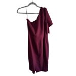 Dress the Population Tiffany One Shoulder Bow Detail Midi Sheath Large Burgundy Photo 5